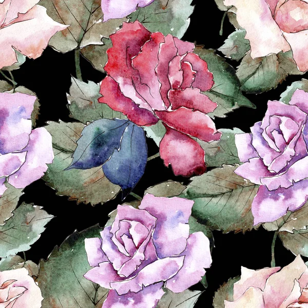 Teder Roze Rozen Floral Botanische Bloem Naadloze Achtergrondpatroon Structuur Behang — Stockfoto