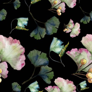 Yeşil yaprak ginkgo. Yaprak bitki botanik bahçe çiçek yaprakları. Sorunsuz arka plan deseni.