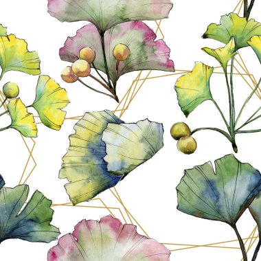 Yeşil yaprak ginkgo. Yaprak bitki botanik bahçe çiçek yaprakları. Sorunsuz arka plan deseni.