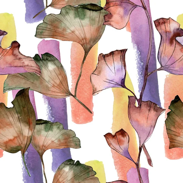 은행나무의 잎 식물 잎 식물원 꽃 단풍입니다. 원활한 배경 패턴. — 스톡 사진