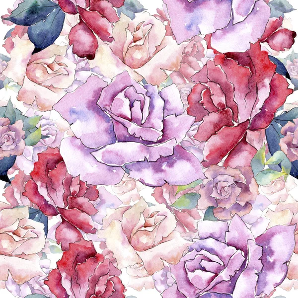 Τρυφερό ροζ τριαντάφυλλα. Floral βοτανικό λουλούδι. Απρόσκοπτη υπόβαθρο μοτίβο. — Φωτογραφία Αρχείου