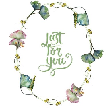 Yeşil yaprak ginkgo. Yaprak bitki botanik bahçe çiçek yaprakları. Çerçeve kenarlığı süsleme Meydanı.