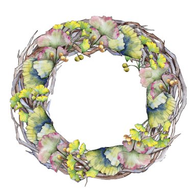 Yeşil yaprak ginkgo. Yaprak bitki botanik bahçe çiçek yaprakları. Çerçeve kenarlığı süsleme Meydanı.