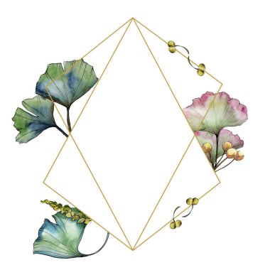 Yeşil yaprak ginkgo. Yaprak bitki botanik bahçe çiçek yaprakları. Çerçeve kenarlığı süsleme Meydanı.