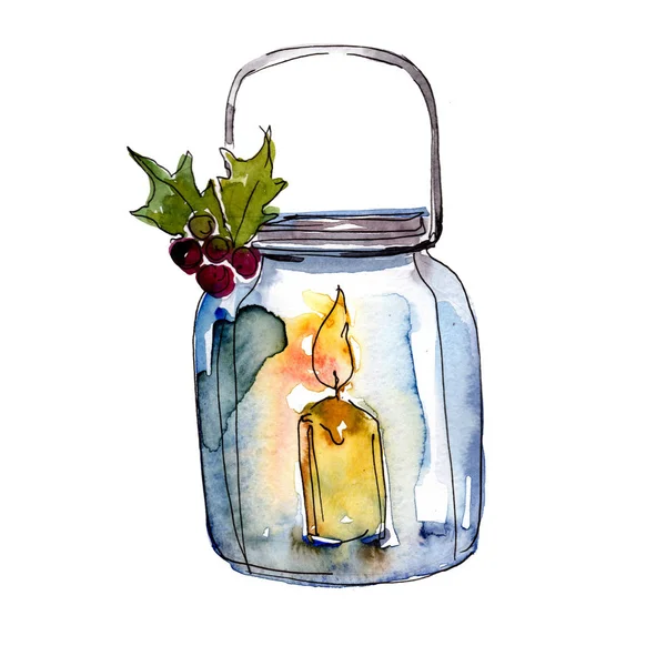 Karácsonyi Téli Ünnep Szimbólum Izolált Akvarell Stílusú 2018 Sertés Boldog — Stock Fotó