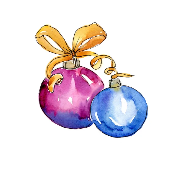 Noel kış tatil sembolü izole bir suluboya tarzında. 2018 domuz yıl, mutlu tatiller. Aquarelle Noel kartı için arka plan, doku, sarıcı desen, çerçeve veya kenarlık.