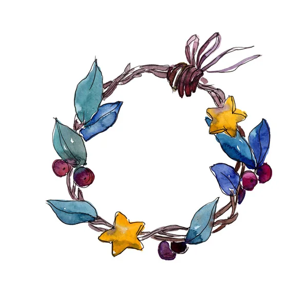 Noel kış tatil sembolü izole bir suluboya tarzında. 2018 domuz yıl, mutlu tatiller. Aquarelle Noel kartı için arka plan, doku, sarıcı desen, çerçeve veya kenarlık.