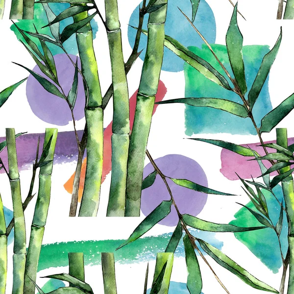 Folhas Bambu Estilo Aquarela Padrão Fundo Sem Costura Tecido Papel — Fotografia de Stock