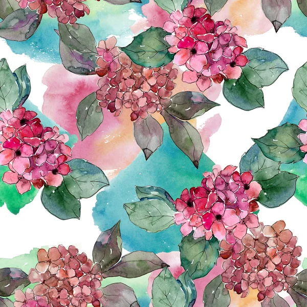 Colorful Hydrangeas Flower Watercolor Style Seamless Background Pattern Full Name — Stock Photo, Image
