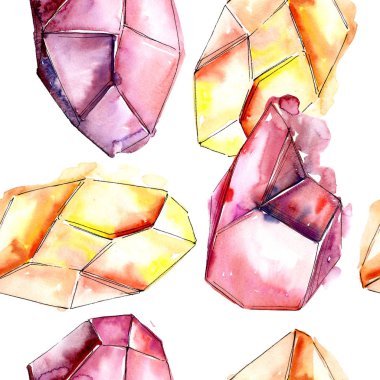 Renkli elmas taş takı mineral. Sorunsuz arka plan deseni. Kumaş duvar kağıdı yazdırma doku. Geometrik kuvars çokgen kristal taş mozaik şekil Ametist mücevher.