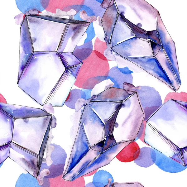 Renkli elmas taş takı mineral. Sorunsuz arka plan deseni. Kumaş duvar kağıdı yazdırma doku. Geometrik kuvars çokgen kristal taş mozaik şekil Ametist mücevher.