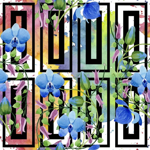Στολίδι Του Μπλε Λουλούδια Floral Βοτανικό Λουλούδι Απρόσκοπτη Υπόβαθρο Μοτίβο — Φωτογραφία Αρχείου