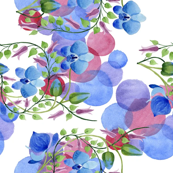 Adorno Flores Azules Flor Botánica Floral Patrón Fondo Sin Costuras — Foto de Stock