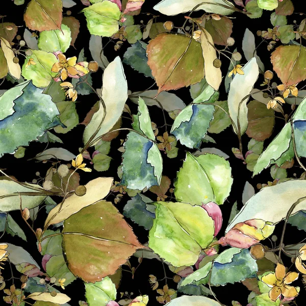 linden leaves in a watercolor style. Seamless background pattern. Fabric wallpaper print texture. Aquarelle leaf for background, texture, wrapper pattern, frame or border.