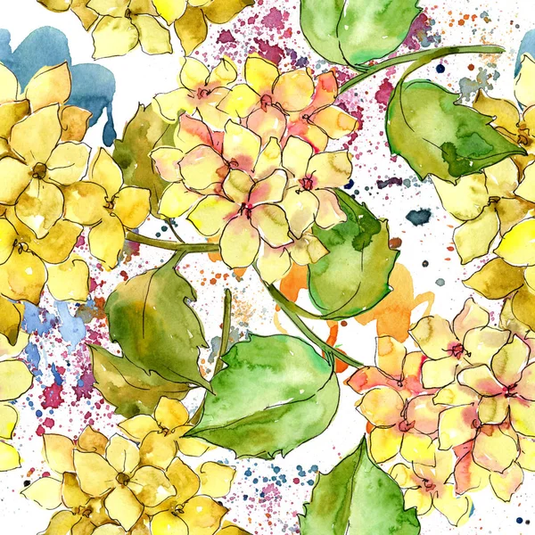 Hortensje Kolorowy Kwiat Stylu Przypominającym Akwarele Bezszwowe Tło Wzór Pełna — Zdjęcie stockowe