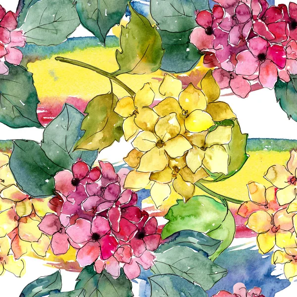 Красочные Гортензии Цветок Стиле Акварели Бесшовный Рисунок Фона Полное Название — стоковое фото