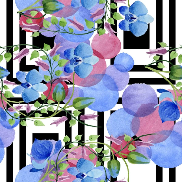 Ornamento Flores Azuis Floral Flor Botânica Padrão Fundo Sem Costura — Fotografia de Stock