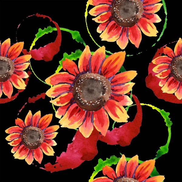 Цветок Подсолнечника Акварельном Стиле Бесшовный Рисунок Фона Ткань Обои Печать — стоковое фото