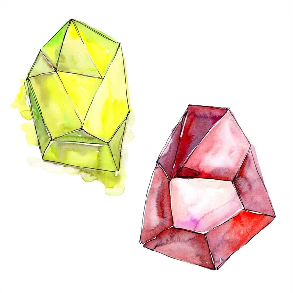 Elmas taş takı maden kırmızı ve yellowl. Geometrik kuvars çokgen kristal taş mozaik şekil Ametist mücevher.