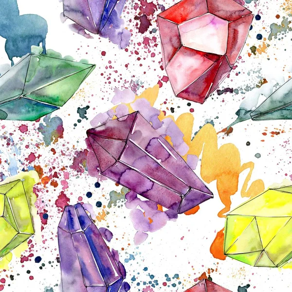 Colorido Diamante Roca Joyería Mineral Patrón Fondo Sin Costuras Textura — Foto de Stock