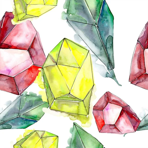 Renkli elmas taş takı mineral. Sorunsuz arka plan deseni. Kumaş duvar kağıdı yazdırma doku. Geometrik kuvars çokgen kristal taş mozaik şekil Ametist mücevher.