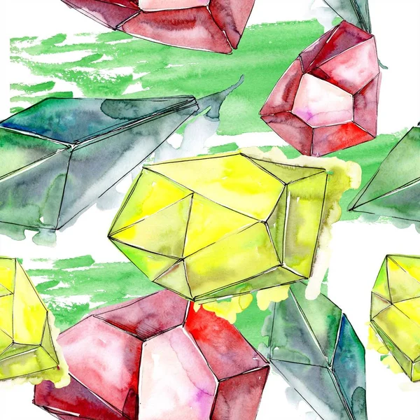 Colorato Diamante Minerale Gioielli Roccia Modello Sfondo Senza Soluzione Continuità — Foto Stock
