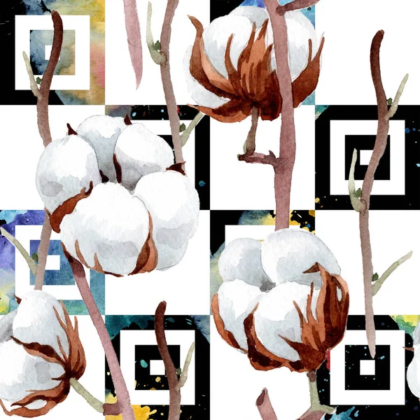 Algodón Blanco Suave Flor Botánica Floral Patrón Fondo Sin Costuras — Foto de Stock