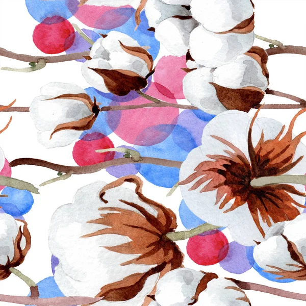 Coton Blanc Doux Floraison Botanique Florale Modèle Fond Sans Couture — Photo
