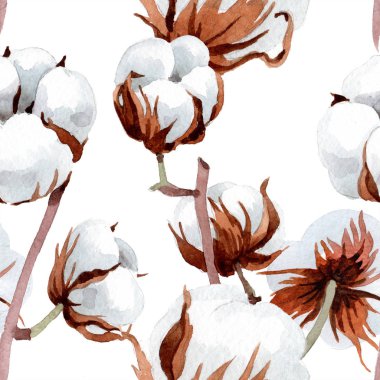 Yumuşak beyaz pamuklu. Sorunsuz arka plan deseni. Kumaş duvar kağıdı yazdırma doku. Arka plan, doku, sarıcı desen, çerçeve veya kenarlık için Aquarelle kır çiçeği.