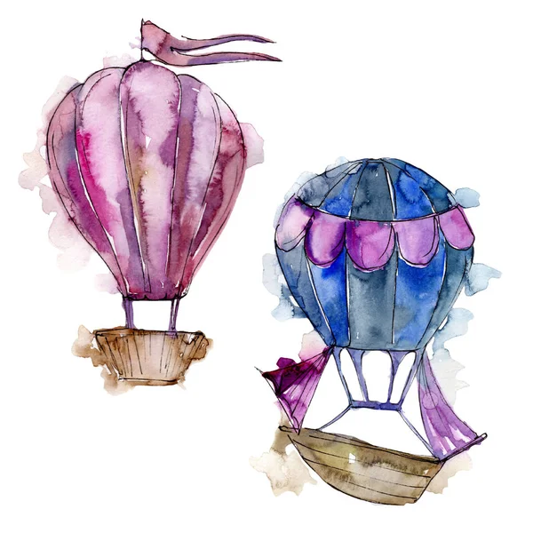 Blue Pink Hot Air Balloons Background Fly Air Transport Illustration — Stock Photo, Image