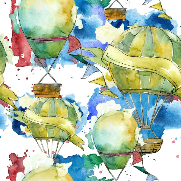 Hot Air Balloons Background Fly Air Transport Illustration Seamless Background — Stock Photo, Image