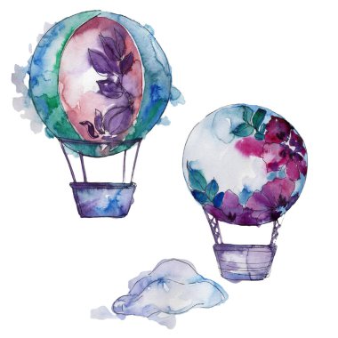 Sıcak hava balon arka plan fly hava taşıma illüstrasyon. İzole illüstrasyon öğesi.