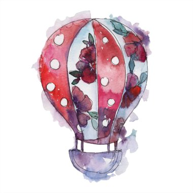 Sıcak hava balon arka plan fly hava taşıma illüstrasyon. İzole illüstrasyon öğesi.