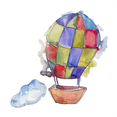 Sıcak hava balon arka plan fly hava taşıma illüstrasyon. İzole illüstrasyon öğesi.