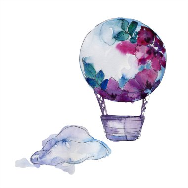 Sıcak hava balon arka plan fly hava taşıma illüstrasyon. İzole illüstrasyon öğesi.