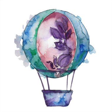 Sıcak hava balon arka plan fly hava taşıma illüstrasyon. İzole illüstrasyon öğesi.