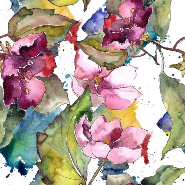 Renkli Gardenya çiçek. Sorunsuz arka plan deseni. Kumaş duvar kağıdı yazdırma doku. Arka plan, doku, sarıcı desen, çerçeve veya kenarlık için Aquarelle kır çiçeği.