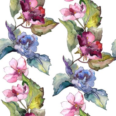 Renkli Gardenya çiçek. Sorunsuz arka plan deseni. Kumaş duvar kağıdı yazdırma doku. Arka plan, doku, sarıcı desen, çerçeve veya kenarlık için Aquarelle kır çiçeği.