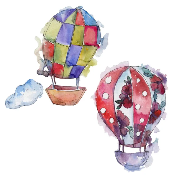 Hot air balloon background fly air transport illustration. Isolated illustration element.