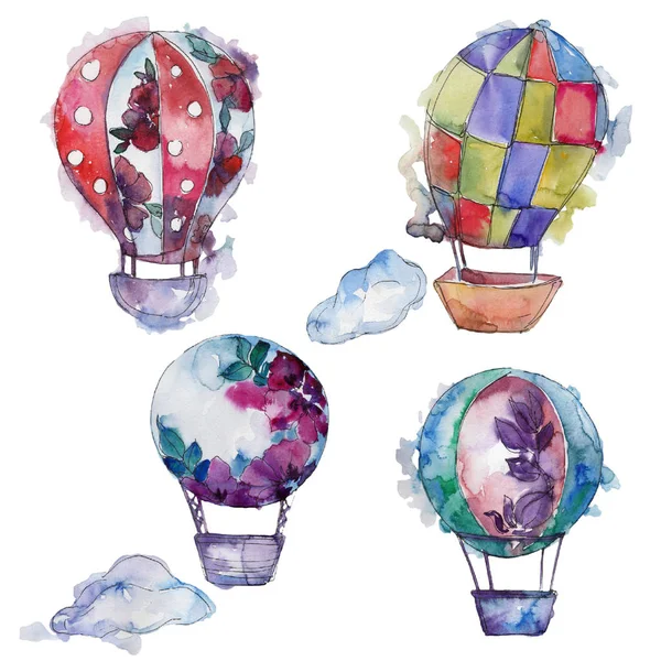 Sıcak hava balon arka plan fly hava taşıma illüstrasyon. İzole illüstrasyon öğesi.