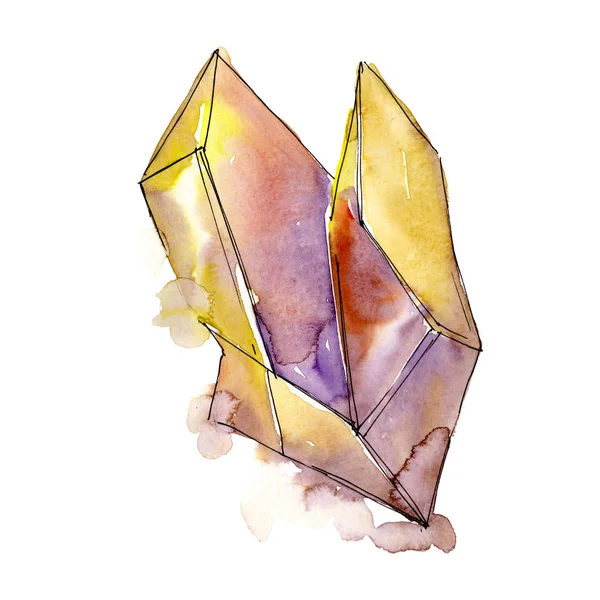 Diamante Amarillo Roca Joyería Mineral Elemento Ilustración Aislado Cuarzo Geométrico —  Fotos de Stock