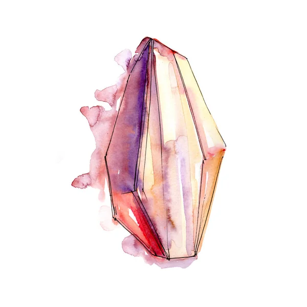 Piedra Diamante Rosa Joyería Mineral Elemento Ilustración Aislado Cuarzo Geométrico —  Fotos de Stock