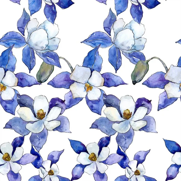 Блакитні Квіти Акваріума Безшовний Візерунок Тла Тканинні Шпалери Друкують Текстуру — стокове фото