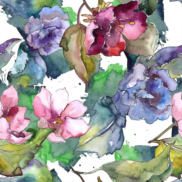 Fiori Gardenia Colorati Modello Sfondo Senza Soluzione Continuità Tessuto Carta — Foto Stock