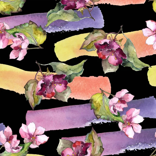 Renkli Gardenya çiçek. Sorunsuz arka plan deseni. Kumaş duvar kağıdı yazdırma doku. Arka plan, doku, sarıcı desen, çerçeve veya kenarlık için Aquarelle kır çiçeği.