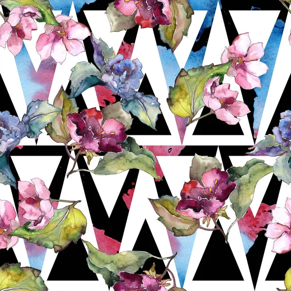 Renkli Gardenya çiçek. Sorunsuz arka plan deseni. Kumaş duvar kağıdı yazdırma doku. Arka plan, doku, sarıcı desen, çerçeve veya kenarlık için Aquarelle kır çiçeği.