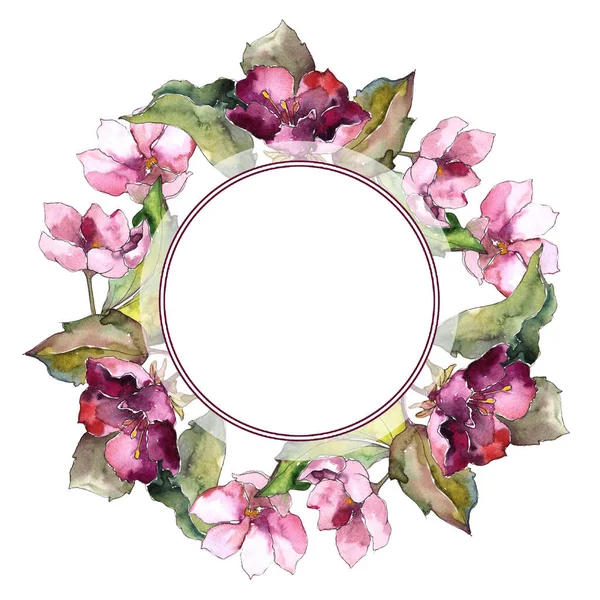 Renkli Gardenya çiçek. Botanik çiçek. Çerçeve kenarlığı süsleme Meydanı. Arka plan, doku, sarıcı desen, çerçeve veya kenarlık için Aquarelle kır çiçeği.