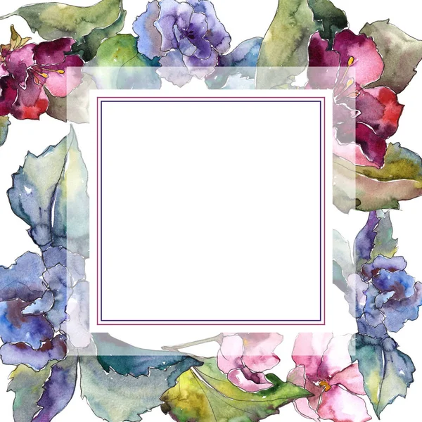 Kleurrijke Gardenia Bloemen Floral Botanische Bloem Frame Grens Ornament Vierkant — Stockfoto