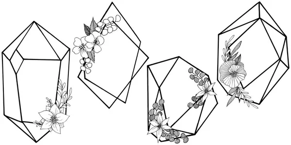 ベクター ダイヤモンド ロック宝石鉱物 孤立した図の要素 幾何学的な石英多角形結晶石造りのモザイク図形アメジスト宝石 — ストックベクタ