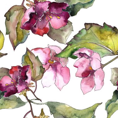 Renkli Gardenya çiçek. Sorunsuz arka plan deseni. Kumaş duvar kağıdı yazdırma doku. Arka plan, doku, sarıcı desen, çerçeve veya kenarlık için Aquarelle kır çiçeği.